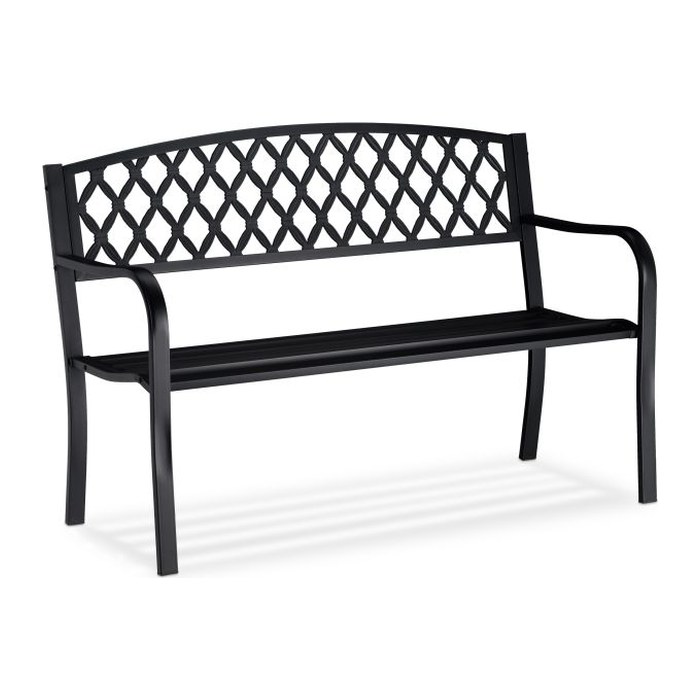 relaxdays Gartenbank 10026115_0 schwarz Metall 127,5 cm