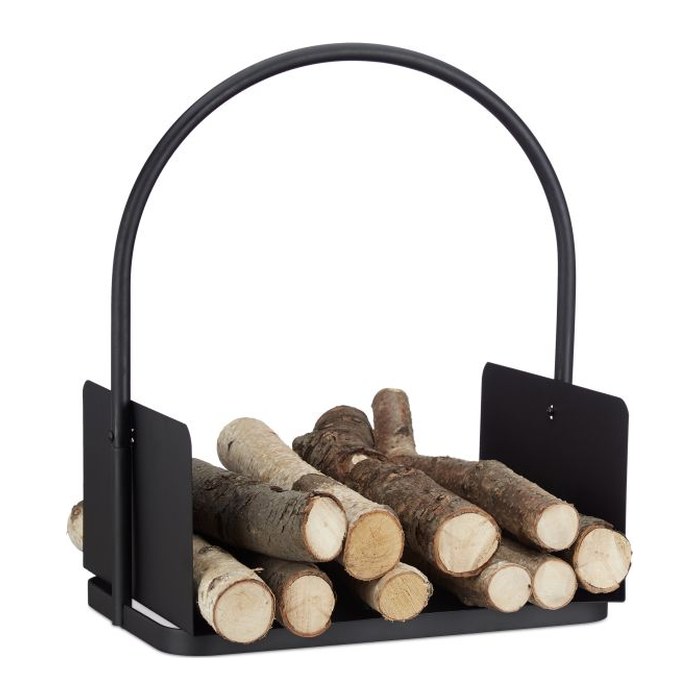 relaxdays Kaminholzkorb schwarz 40,0 x 30,0 x 46,0 cm, 1 St.