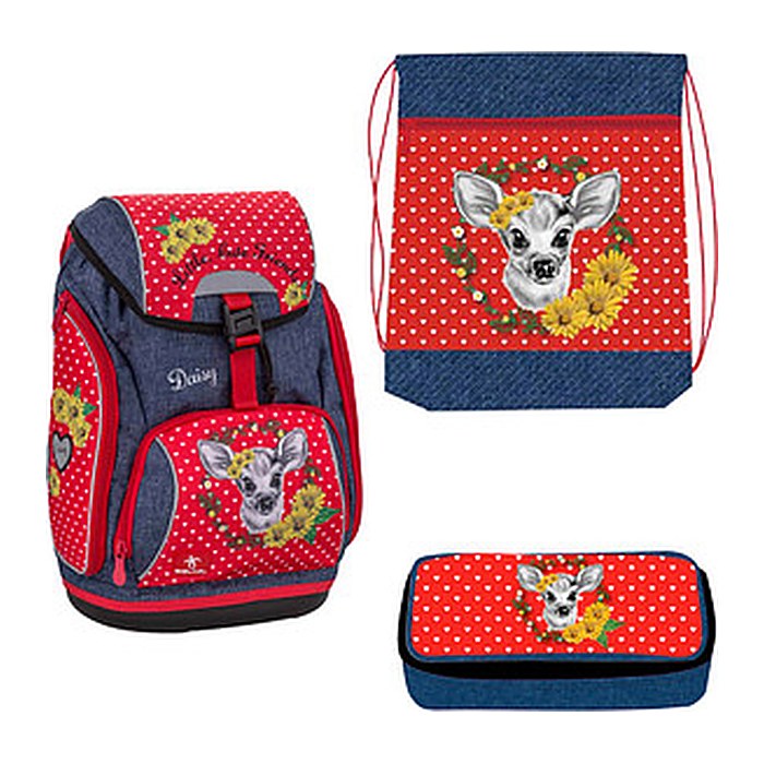 BELMIL® Schulranzen-Set Comfy Little Cute Friends Daisy Kunstfaser rot
