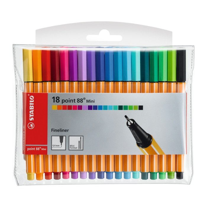 STABILO Point 88 Mini Fineliner farbsortiert 0,4 mm, 18 St.