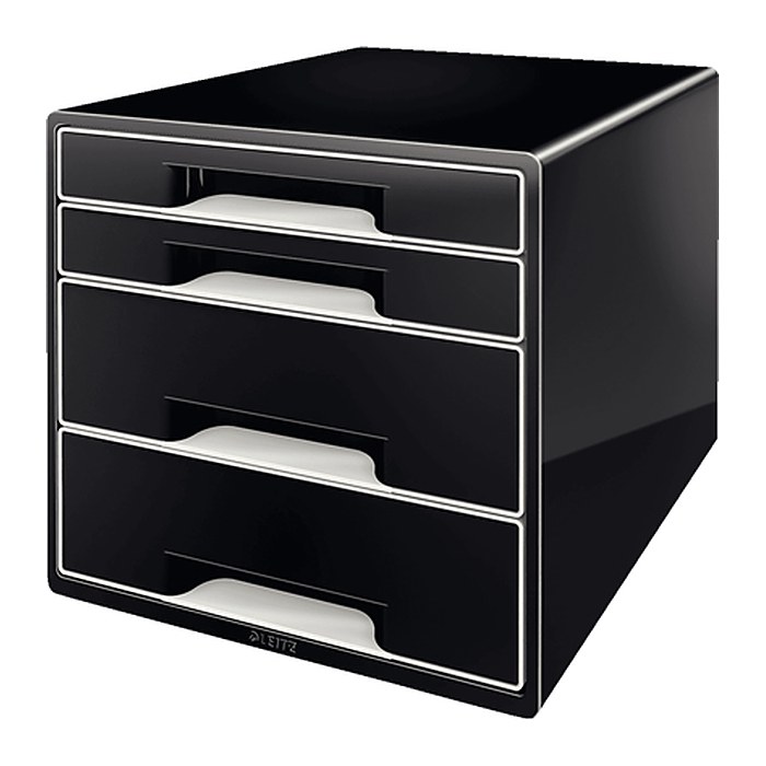 LEITZ Schubladenbox CUBE Duo Colour schwarz/grau 52521095, DIN A4 mit 4 Schubladen, 1 St.