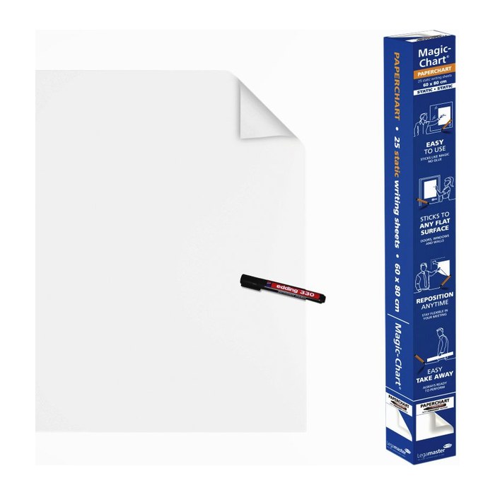 Legamaster Flipchart-Folie Magic-Chart Paperchart blanko 60,0 x 80,0 cm, 25 Blatt