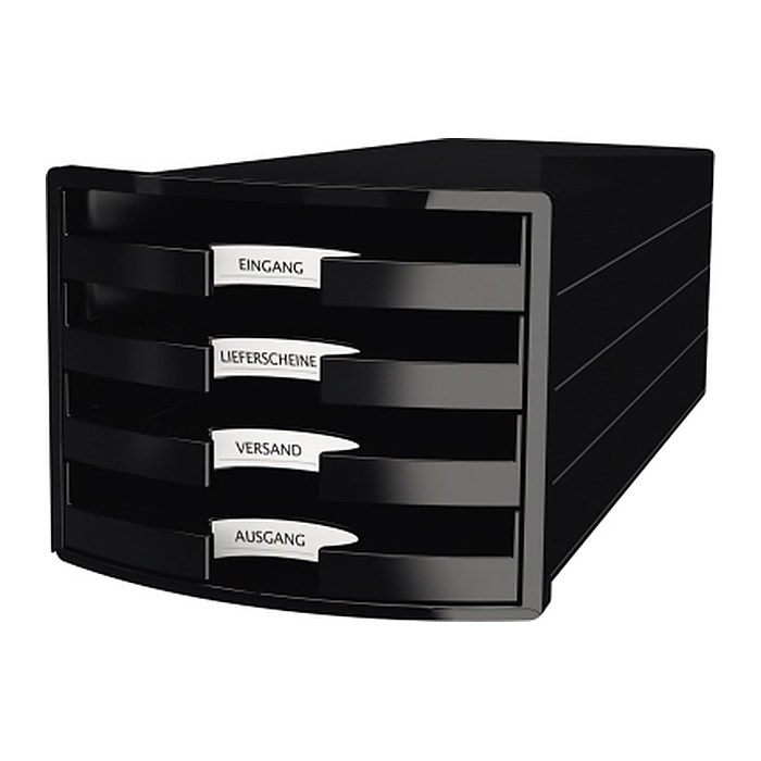 HAN Schubladenbox IMPULS schwarz 1013-13D, DIN A4 mit 4 Schubladen, 1 St.