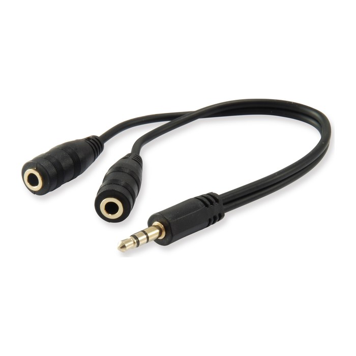 Equip Audiokabel Splitter 3.5mm->2x3.5mm St/Bu schwarz Polybeutel