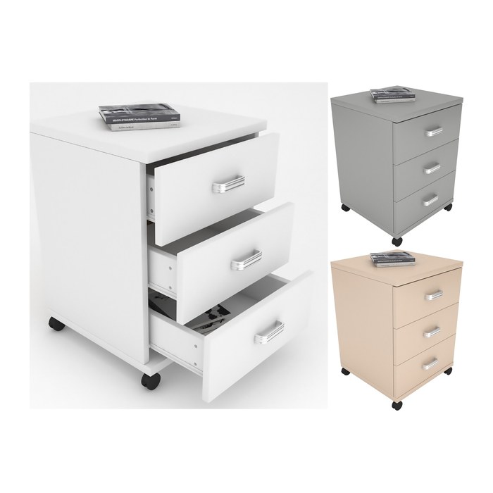 VCM my office Tobila Rollcontainer weiß 3 Auszüge 45,0 x 44,0 x 58,0 cm