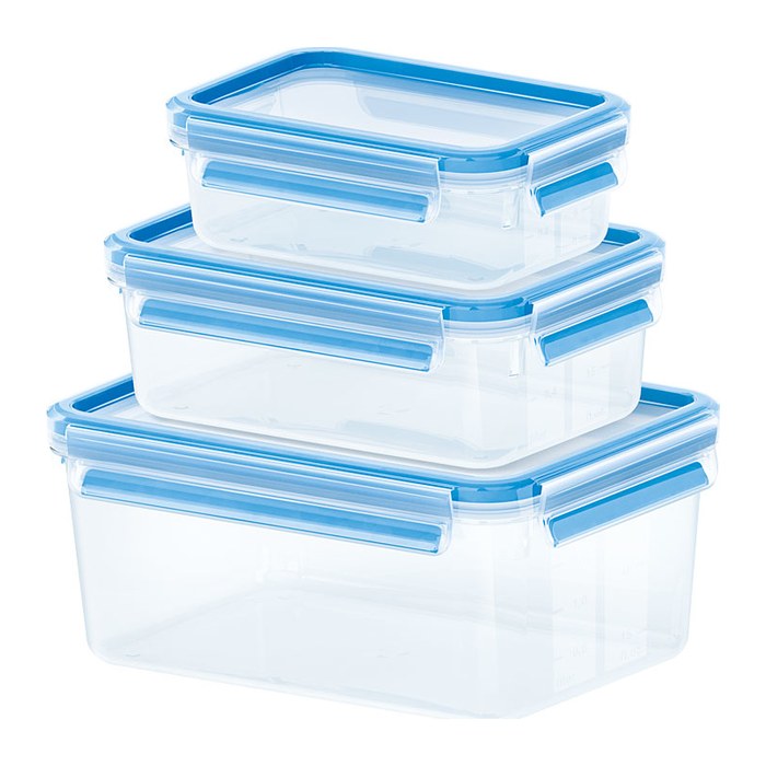 emsa Frischhaltedosen-Set CLIP & CLOSE transparent 0,55/1,0/2,2 l, 1 Set