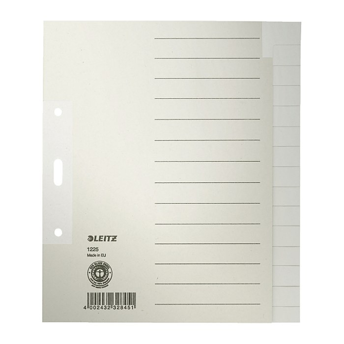 LEITZ Ordnerregister 1225 DIN A5 Vollformat blanko grau 15-teilig, 1 St.