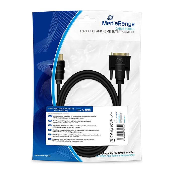 MediaRange HDMI-Kabel HDMI -> DVI 2.0m schwarz