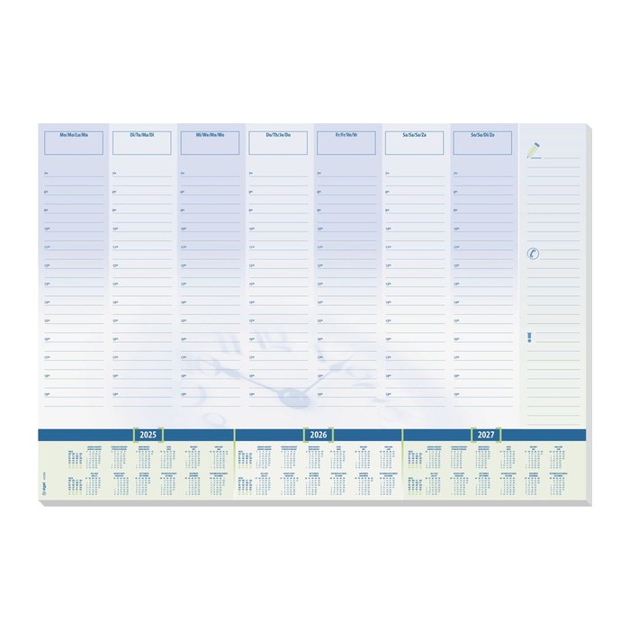 SIGEL Schreibtischunterlage Time 2026/2027/2028 blau/grün Papier 59,5 x 41,0 cm, 30 Blatt