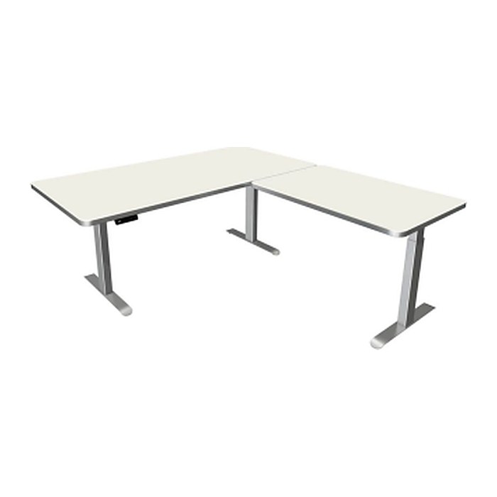 Kerkmann Move 3 Premium elektrisch höhenverstellbarer Schreibtisch weiß L-Form, T-Fuß-Gestell silber 200,0 x 220,0 cm