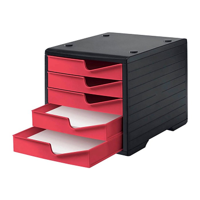 styro Schubladenbox styroswingbox cranberry 275-8430.2291, DIN A4 mit 5 Schubladen, 1 St.