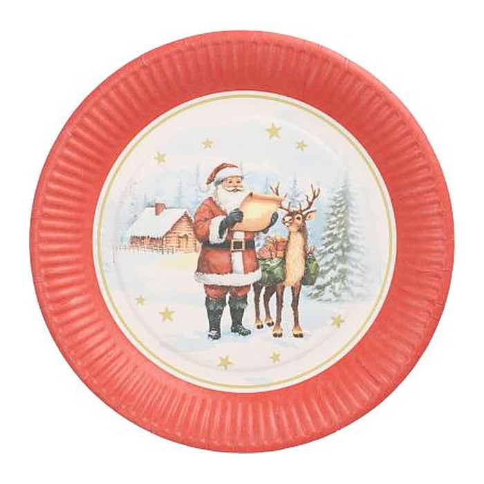 PAPSTAR Pappteller Dear Santa rot, weiß Ø 23,0 cm, 10 St.