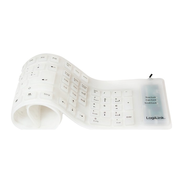 Logilink Tastatur USB / PS/2 Flexibel Wasserfest weiß