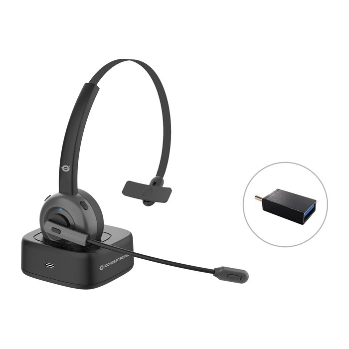 CONCEPTRONIC Headset Mono WLS BT5.0/Mikro/ANC/Dock 22Std sw