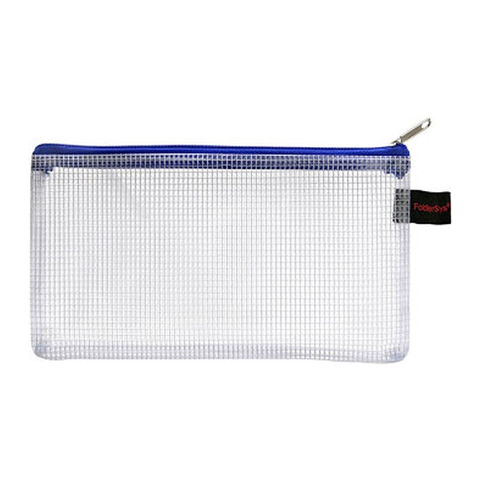 FolderSys Reißverschlussbeutel DIN lang transparent/blau 0,15 mm, 1 St.