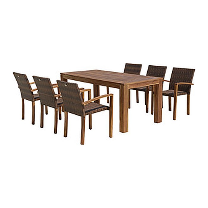 Garden Pleasure Sitzgruppe TOPEKA, coffee Kunststoff, Holz, 7-teilig