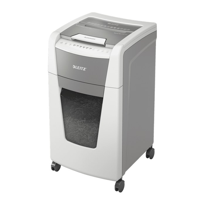AKTION: LEITZ IQ Autofeed Small Office 300 Aktenvernichter mit Partikelschnitt P-4, 4 x 30 mm, bis 300 Blatt, weiß mit 75 Euro CashBack