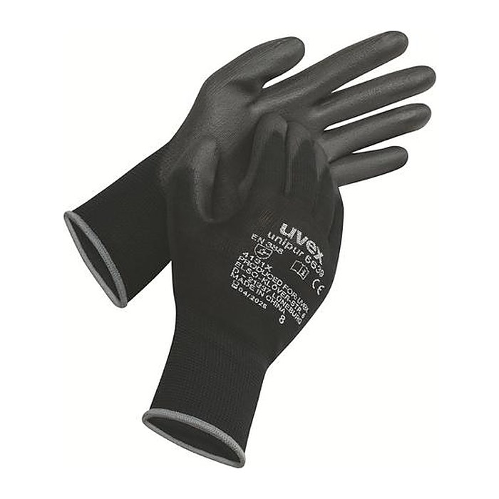 uvex unisex Arbeitshandschuhe Unipur 6639 schwarz Größe 7, 1 Paar