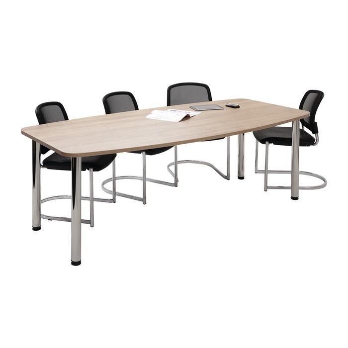 HAMMERBACHER Konferenztisch KT22C buche Tonnenform, Rundrohr chrom, 220,0 x 83,0/103,0 x 72,0 - 74,0 cm