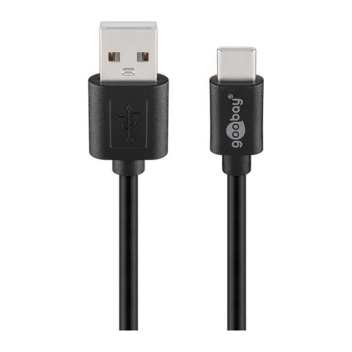 goobay USB 2.0 A/USB C Kabel 1,0 m schwarz, 1 St.