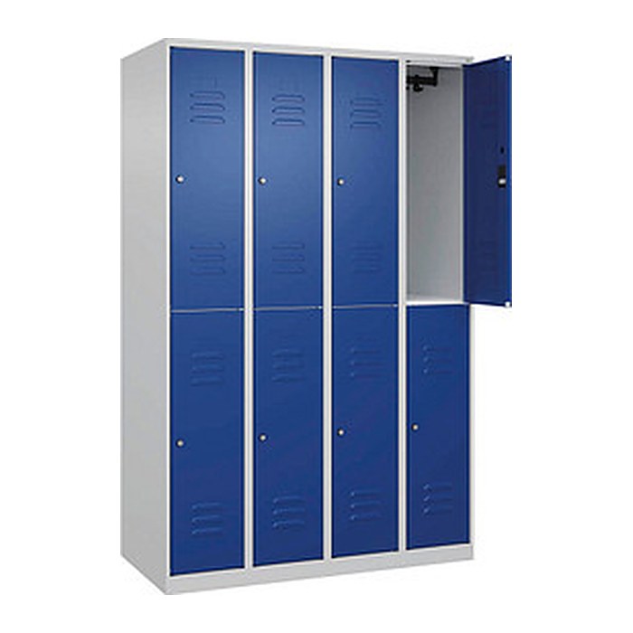 CP Spind Classic Plus lichtgrau, enzianblau 080300-40 S10039, 8 Schließfächer 120,0 x 50,0 x 185,0 cm