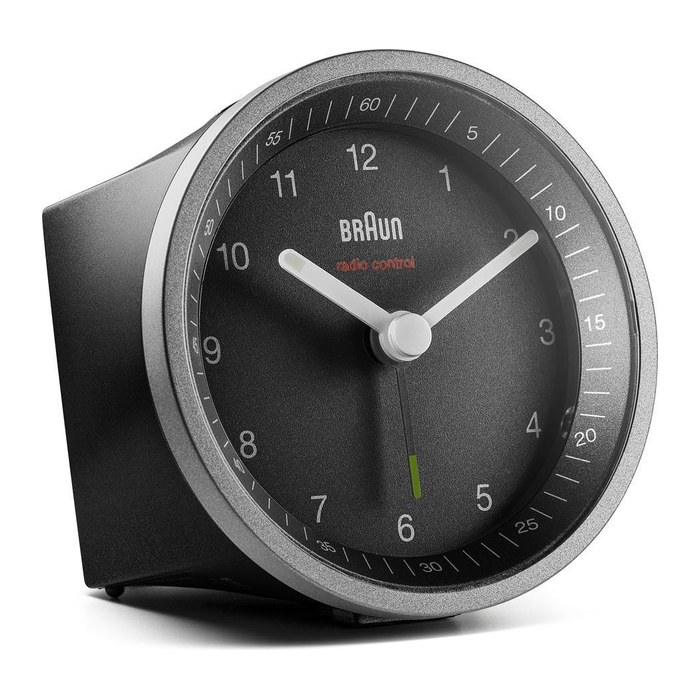 BRAUN Funkwecker BC 07 SB-DCF schwarz silber/schwarz Kunststoff, Ø 8,0 cm