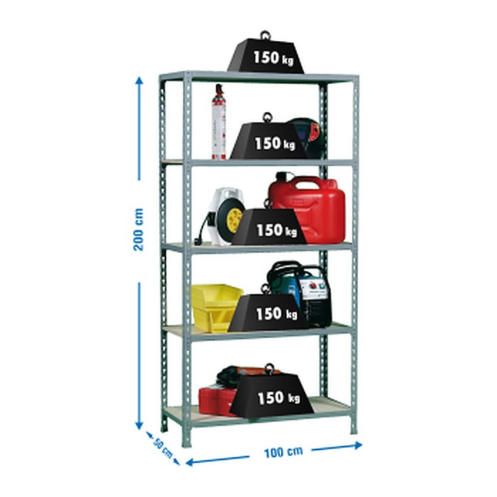 Simonrack Schwerlastregal MADERCLICK PLUS 8435104908075 grau 100,0 x 50,0 x 200,0 cm