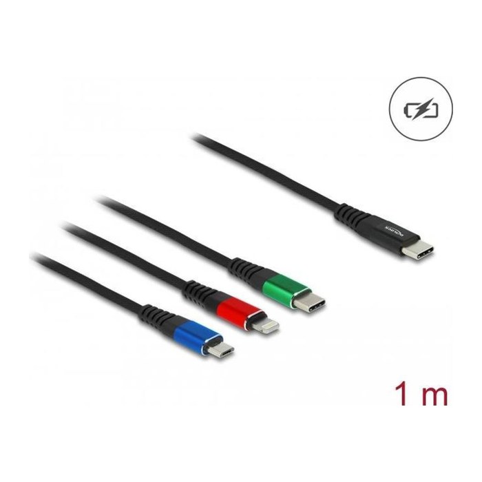 DELOCK USB-C Ladekabel 3 in 1 <Lightning/Micro USB/USB-C 1m