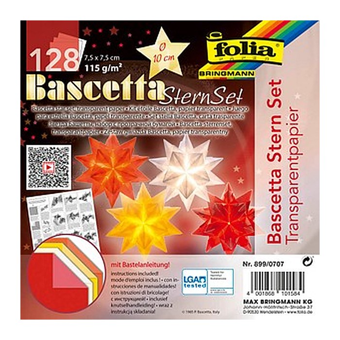folia Faltblätter Bascetta-Stern Mini weiß, gelb, rot, orange 128 Blatt