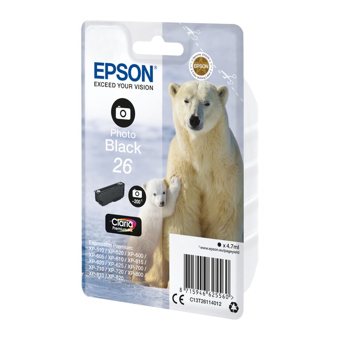 EPSON 26 / T2611 (Eisbär) Foto schwarz Druckerpatrone