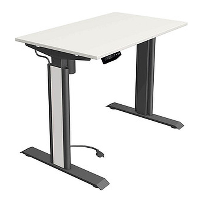 Kerkmann Move 1 advance elektrisch höhenverstellbarer Schreibtisch weiß rechteckig, T-Fuß-Gestell grau 100,0 x 60,0 cm