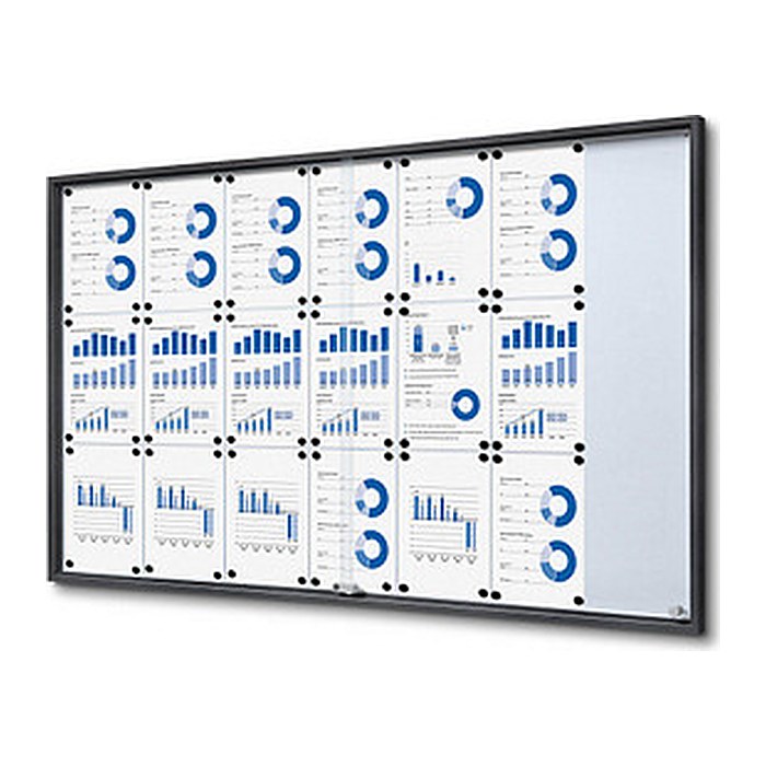 Showdown® Displays Schaukasten SLIM grau 21x DIN A4 156,6 x 5,0 x 94,8 cm, 1 St.