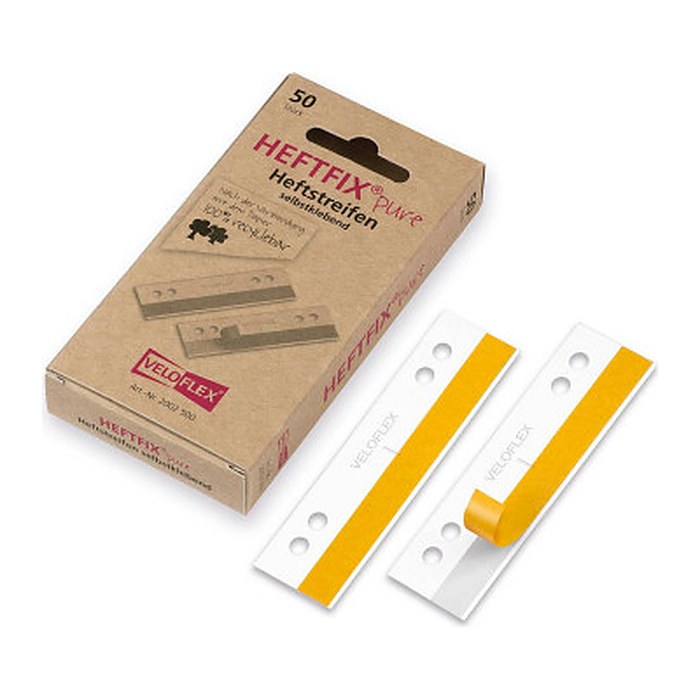VELOFLEX Heftstreifen, selbstklebend HEFTFIX®pure weiß Kunststoff, 50 St.