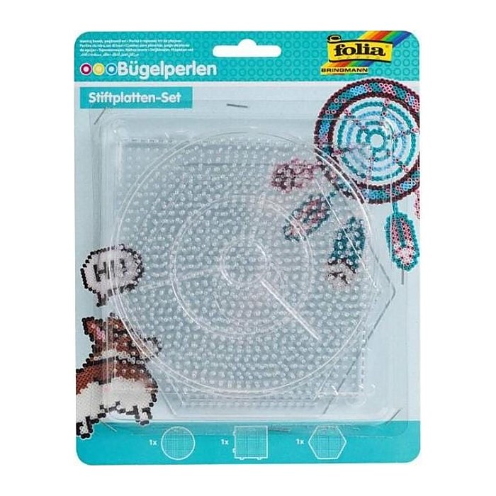 folia Bügelperlen Stiftplatten BASIC Groß transparent 3 St.
