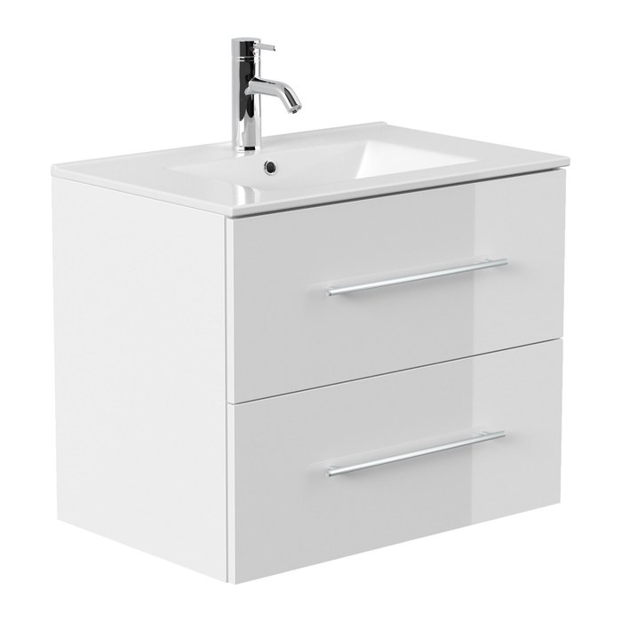 POSSEIK Waschbecken mit Unterschrank HOMELINE 70 weiß glanz 71,0 x 46,5 x 53,8 cm