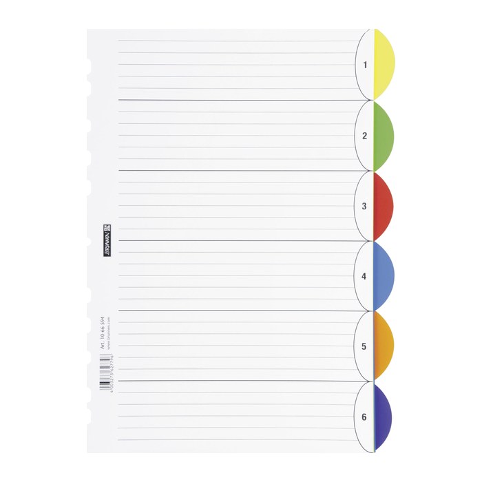 BRUNNEN Ordnerregister OFFICE TO GO DIN A4 Vollformat blanko weiß 6-teilig, 1 Satz
