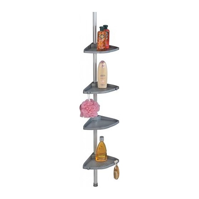 WENKO Teleskop-Duschregal Compact silber 26,0 x 19,5 x 78,0-275,0 cm