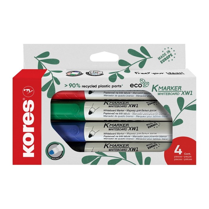 Kores® ECO XW1 Whiteboard-Marker farbsortiert 3,0 mm, 4 St.