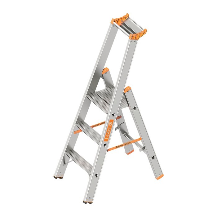 Layher Stehleiter einseitig TOPIC 1064 silber 3 Stufen, H: 145,0 cm