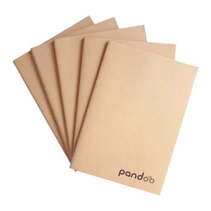pandoo Notizhefte DIN A5 blanko, natur Softcover 40 Seiten, 5 St.