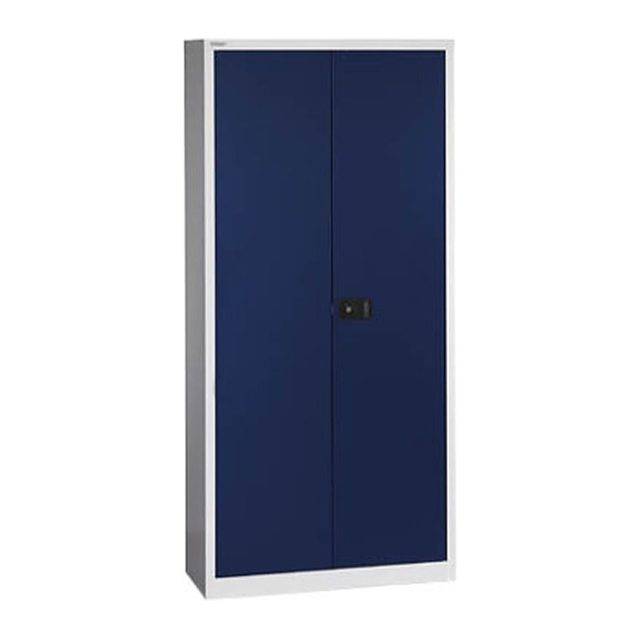 BISLEY Stahlschrank Universal E782A04505 lichtgrau, oxofordblau 4 Fachböden 91,4 x 40,0 x 195,0 cm, aufgebaut, 1 St.