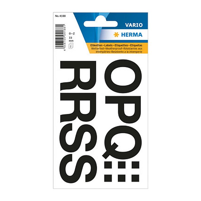 HERMA Klebebuchstaben 4188 Buchstaben O-Z, schwarz 33,0 x 33,0 mm, 10x 22 Etiketten