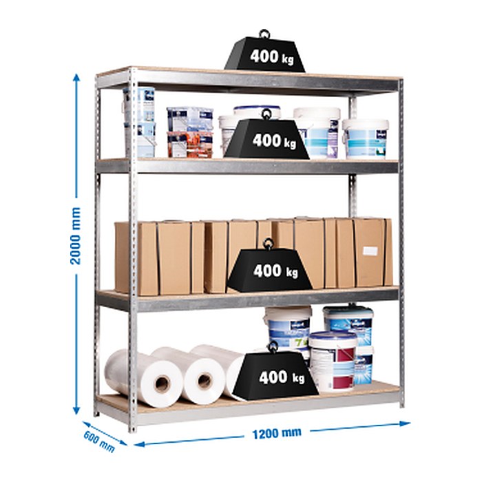 Simonrack Schwerlastregal SIMONFORTE CHIPBOARD 8435104977286 grau 120,0 x 60,0 x 200,0 cm