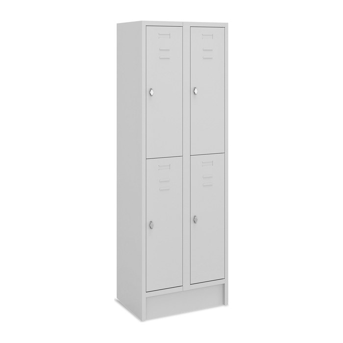 Fächerschrank (2 Abteile je 2 Fächer) 300 mm Abteilbreite – Korpus Lichtgrau (Türen Lichtgrau)