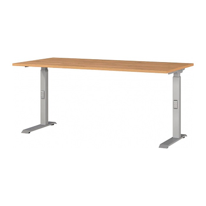 GERMANIA DOWNEY höhenverstellbarer Schreibtisch grandson-eiche rechteckig, C-Fuß-Gestell silber 160,0 x 80,0 cm