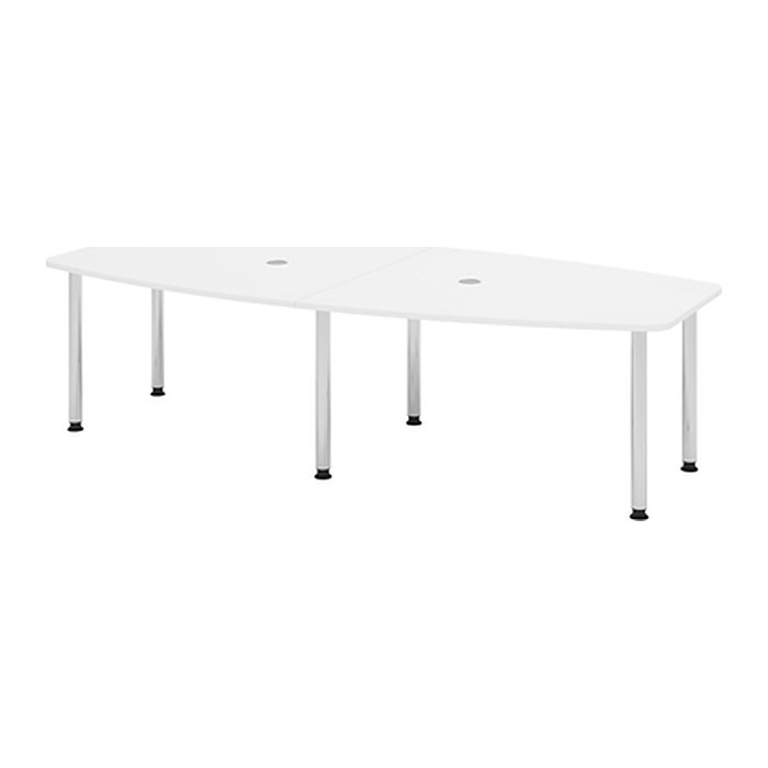 HAMMERBACHER Konferenztisch KT28C weiß Tonnenform, Rundrohr chrom, 280,0 x 85,0/130,0 x 72,0 - 74,0 cm