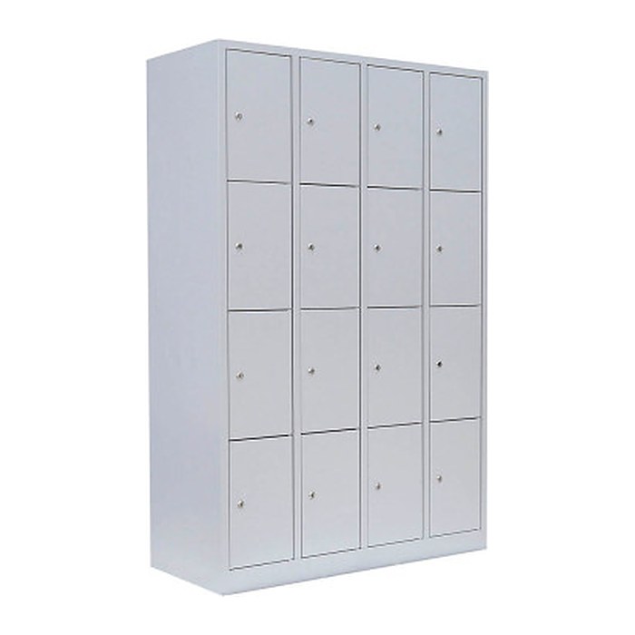 LÜLLMANN Schließfachschrank lichtgrau 520440, 16 Schließfächer 117,0 x 50,0 x 180,0 cm