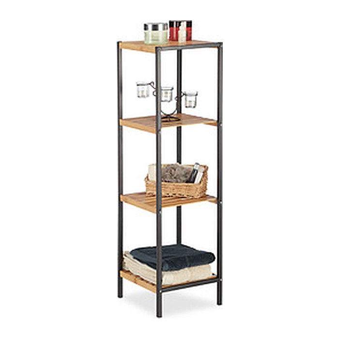 relaxdays Beistellregal braun/schwarz 30,0 x 30,0 x 104,0 cm, 1 St.