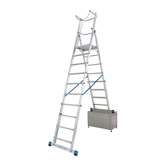 KRAUSE Podestleiter STABILO silber 10 Sprossen, H: 369,0 cm