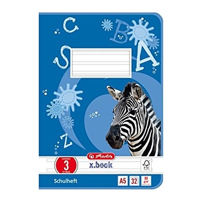 herlitz Schulheft x.book Lineatur 3 liniert DIN A5 ohne Rand, 32 Blatt, 1 St.